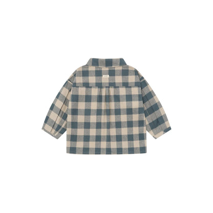 Organic Zoo Lodge Shirt Fog Blue Gingham Brusttasche