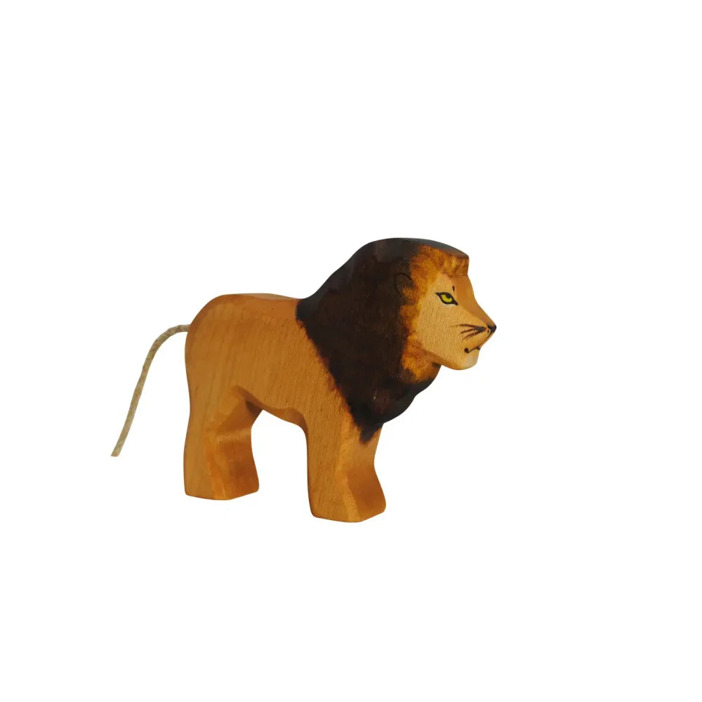 Holzlöwe mit dunklem braunem mane und Schnur als Schwanz, ideal für Kinder