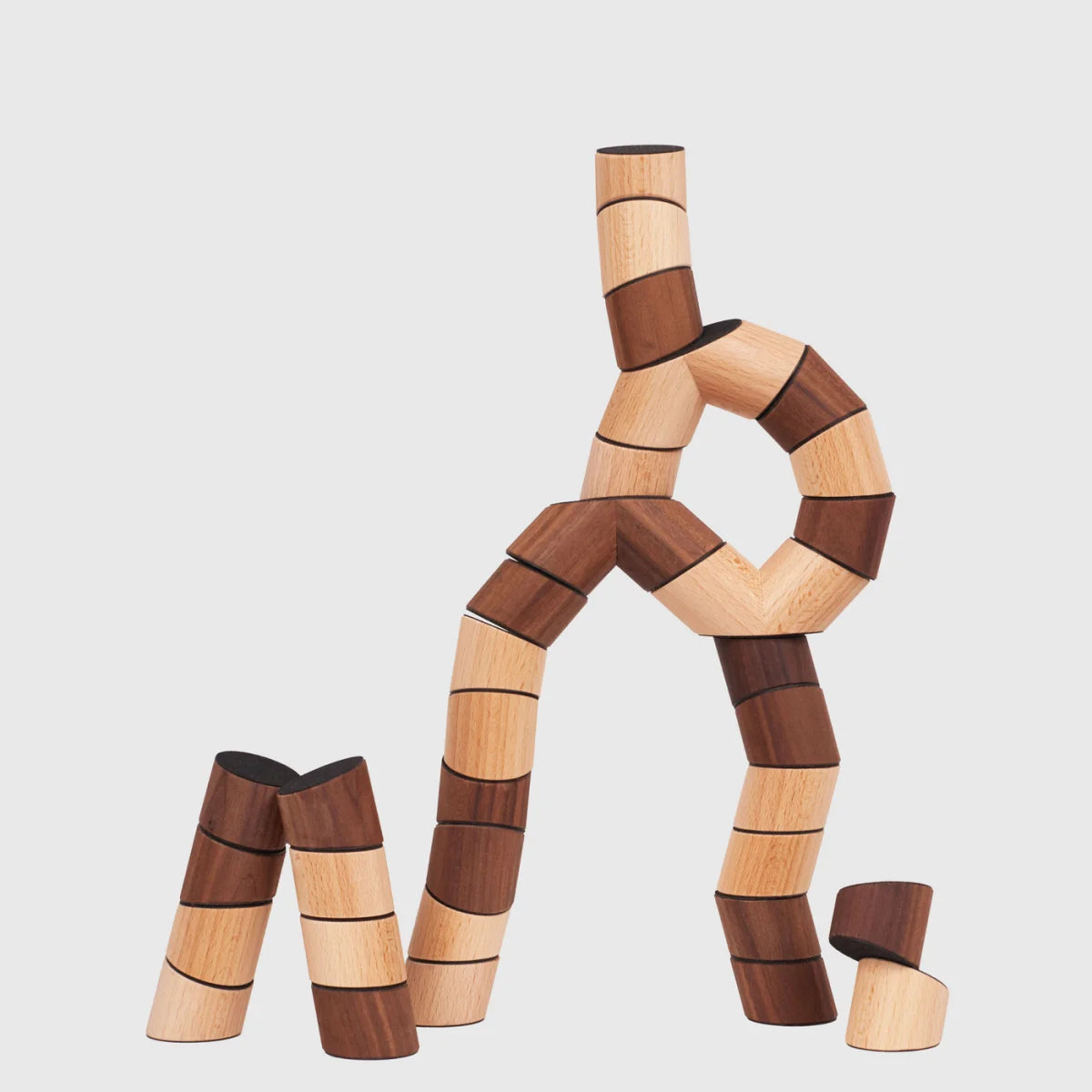 Flexibler Loggos Holzbaustein aus Buche und Nuss, ökologische Babyprodukte