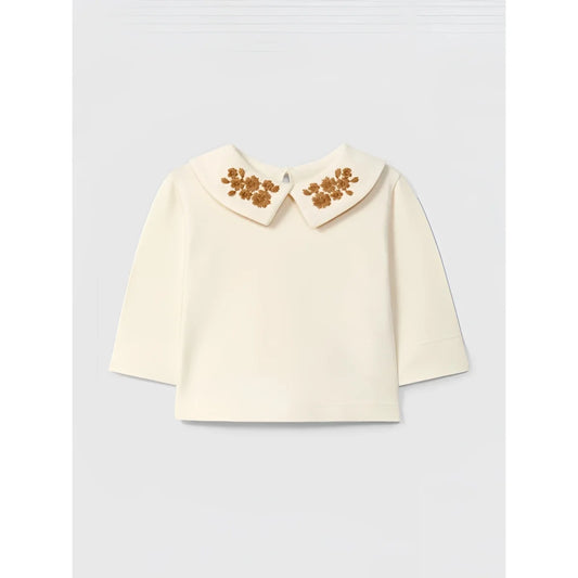 Snug Longsleeve mit Blumenkragen in Almond – Ansicht 1