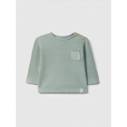 Snug Longsleeve Rippjersey mit Brusttasche in Grün – Ansicht 1