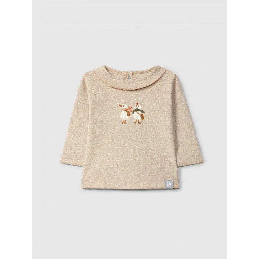 Snug Longsleeve mit Rüsche in Beige – Ansicht 1