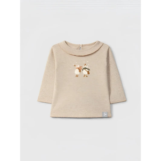 Snug Longsleeve mit Rüsche in Beige – Ansicht 1
