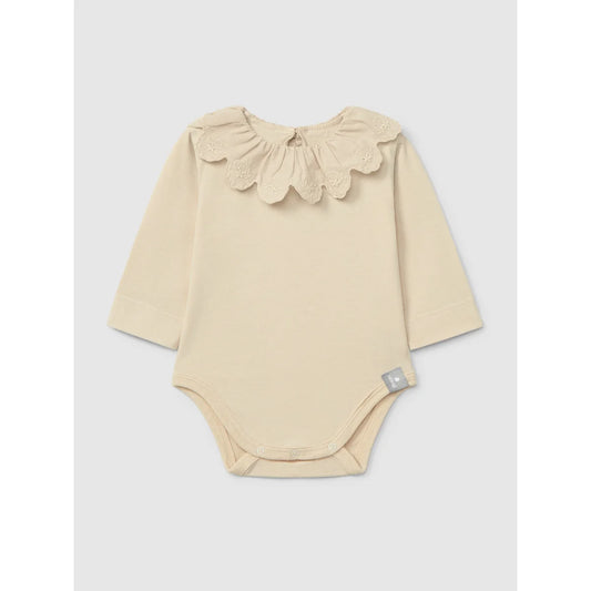 Longsleeve mit Rüschenkragen | Beige