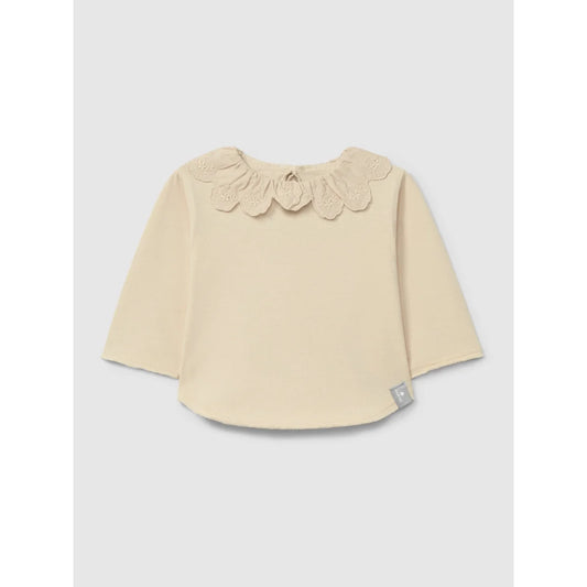 Maglia a maniche lunghe con colletto a balze | Beige