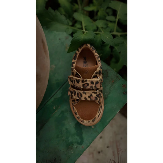 Niedriger Sneaker Color Block Leopard mit pflanzlich gegerbtem Wildleder Petit Bateau