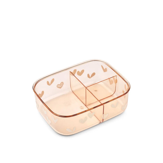 Transparente Roségold-Bento-Box Arthur Lunchbox mit Herz-Muster und Fächern