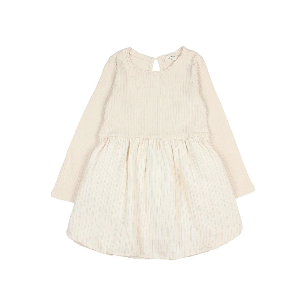 Creamfarbenes langärmliges Kleid im Produkt Lurex Combi Dress Ivory