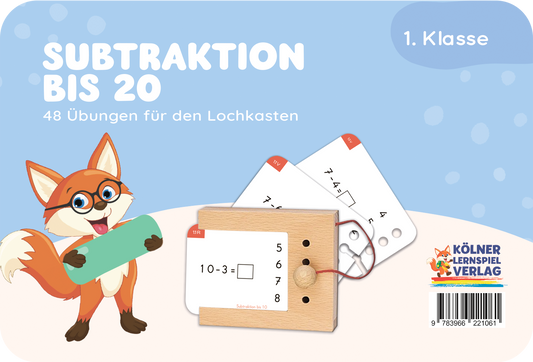 Lochkasten Kartensatz Subtraktion bis 20 vom Kölner Lernspielverlag