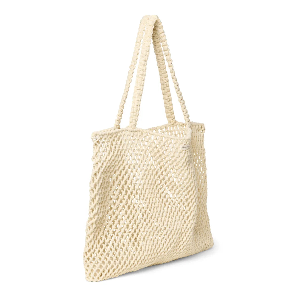 Beige gewebter Macrame Mom Tasche im natürlichen Design