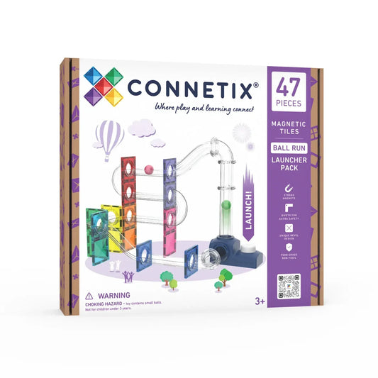 Connetix Ball Run Launcher Pack 47 Stk. Verpackung mit Kugelbahn und Abschussmodul