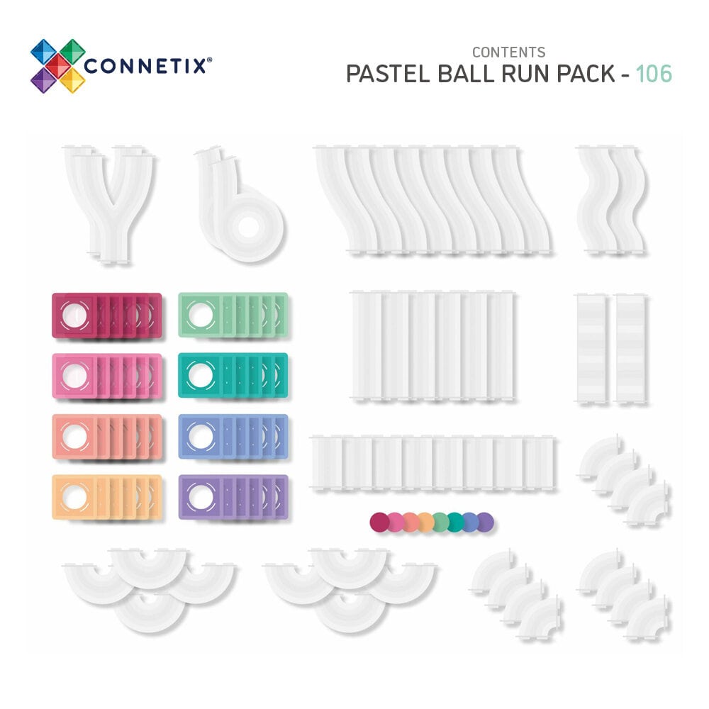 Magnetbausteine | Ball run pack Pastel 106 Stk - Spielzeug