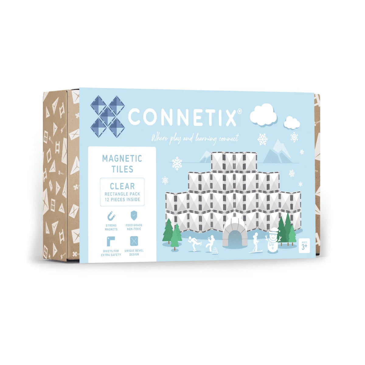 Box der Connetix Magnetbausteine mit winterlichem Design zur Vorbestellung