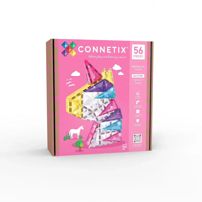 Pink Box mit Connetix Magnetbausteinen im Glitter Unicorn Design, 56 Stück