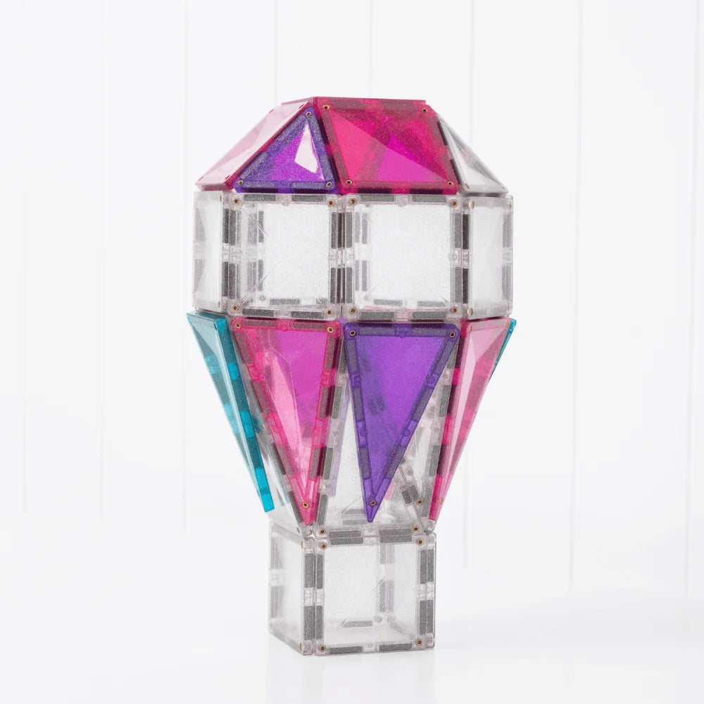 Bunte Magnetbausteine in Hot Air Balloon Form mit transparenten Panels in Pink, Lila, Türkis