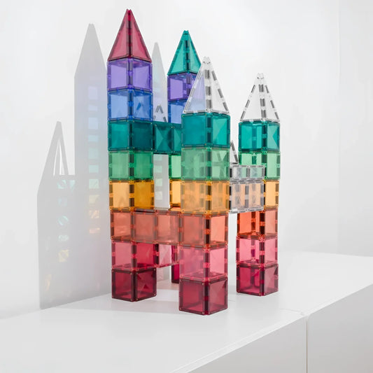 Magnetbausteine pastel quadrat pack 40 stk mit pastellfarbenen magnetischen fliesen und glatten oberflächen