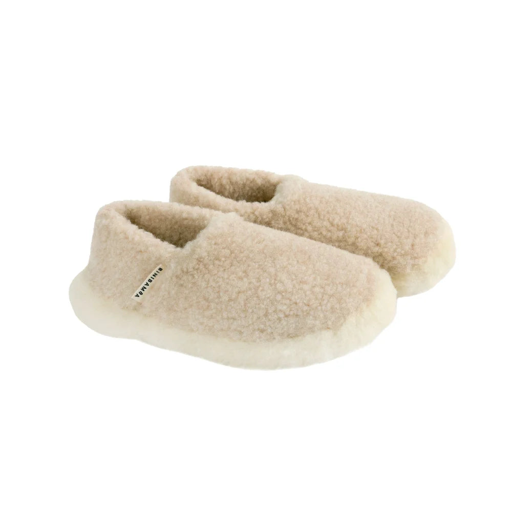 Creamfarbene, flauschige Sheepskin-Schaffell-Booties für Mama Schaffell und Schaffell Booties