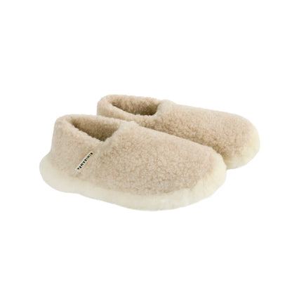 Creamfarbene, flauschige Sheepskin-Schaffell-Booties für Mama Schaffell und Schaffell Booties
