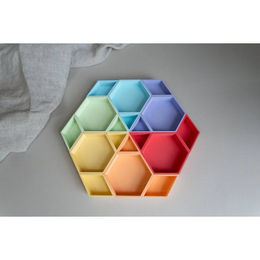 Mandigo starter-set pastell bunter sechseckiger modulares regal mit pastell- und regenbogenfarbenen fächern