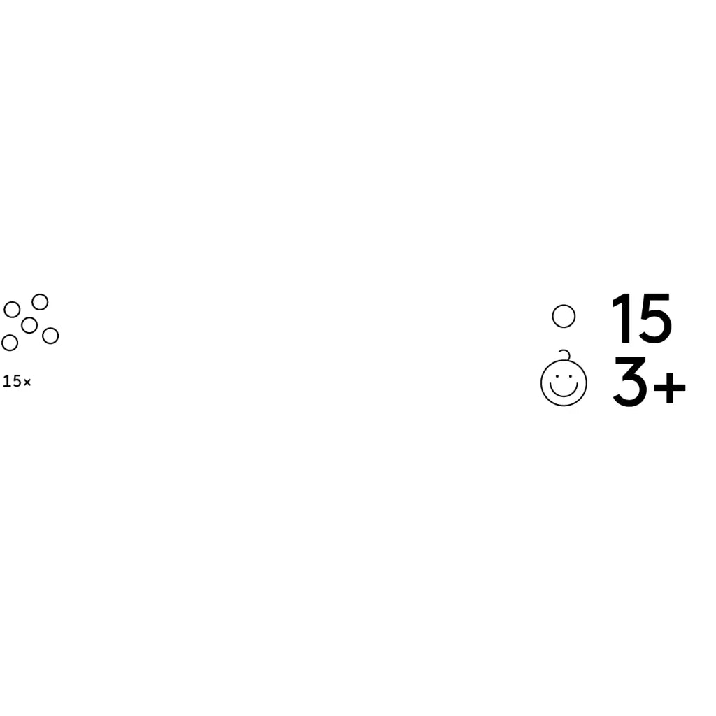 Minimalistisches Schwarz-Weiß-Grafik mit Cuboro Kugeln, Kreisen und Icons