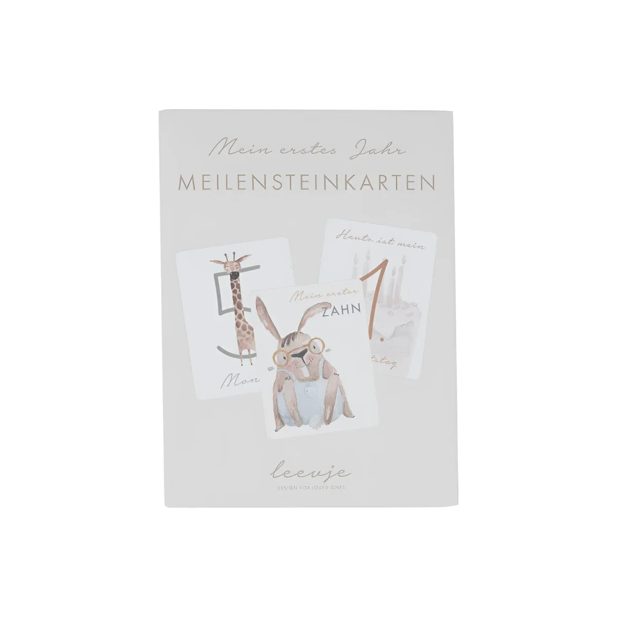 Meilensteinkarten mein erstes jahr softgrau mit tierillustrationen aus ökologische baby- & kinderprodukte ideal als geschenke für neugeborene