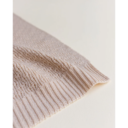 Ribbed knit fabric in pale beige color for Merino Strickdecke Dora Oat