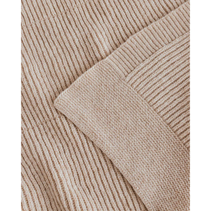 Beige Merino Strickdecke Gaston mit Rippenstruktur und weichem Muster