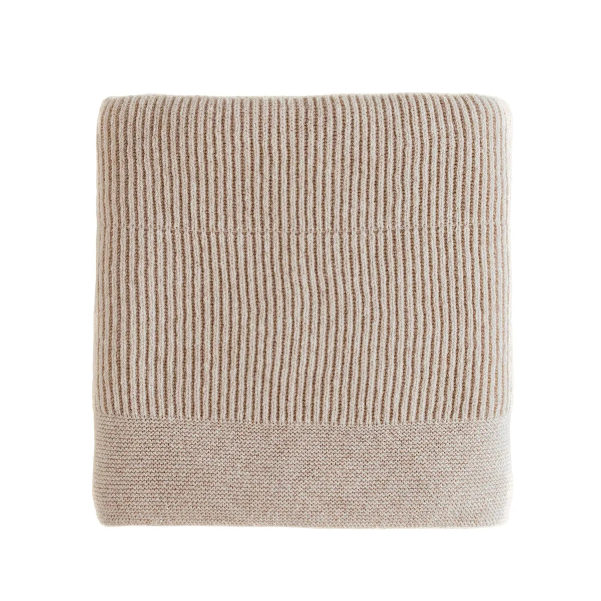 Beige gerippte Merino Strickdecke Gaston mit gemütlicher Textur