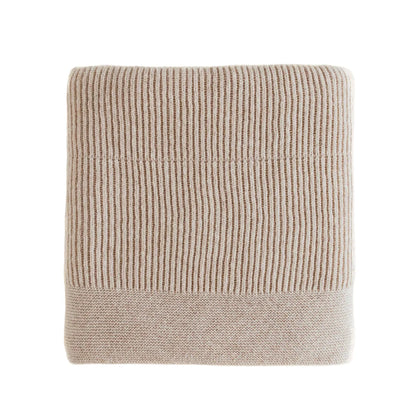 Beige gerippte Merino Strickdecke Gaston mit gemütlicher Textur