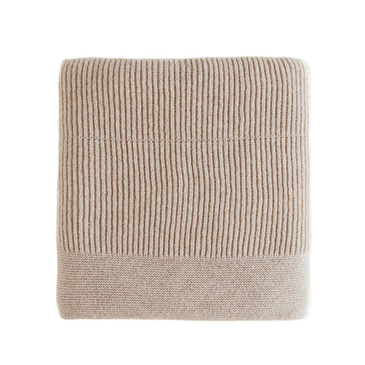 Beige gerippte Merino Strickdecke Gaston mit gemütlicher Textur