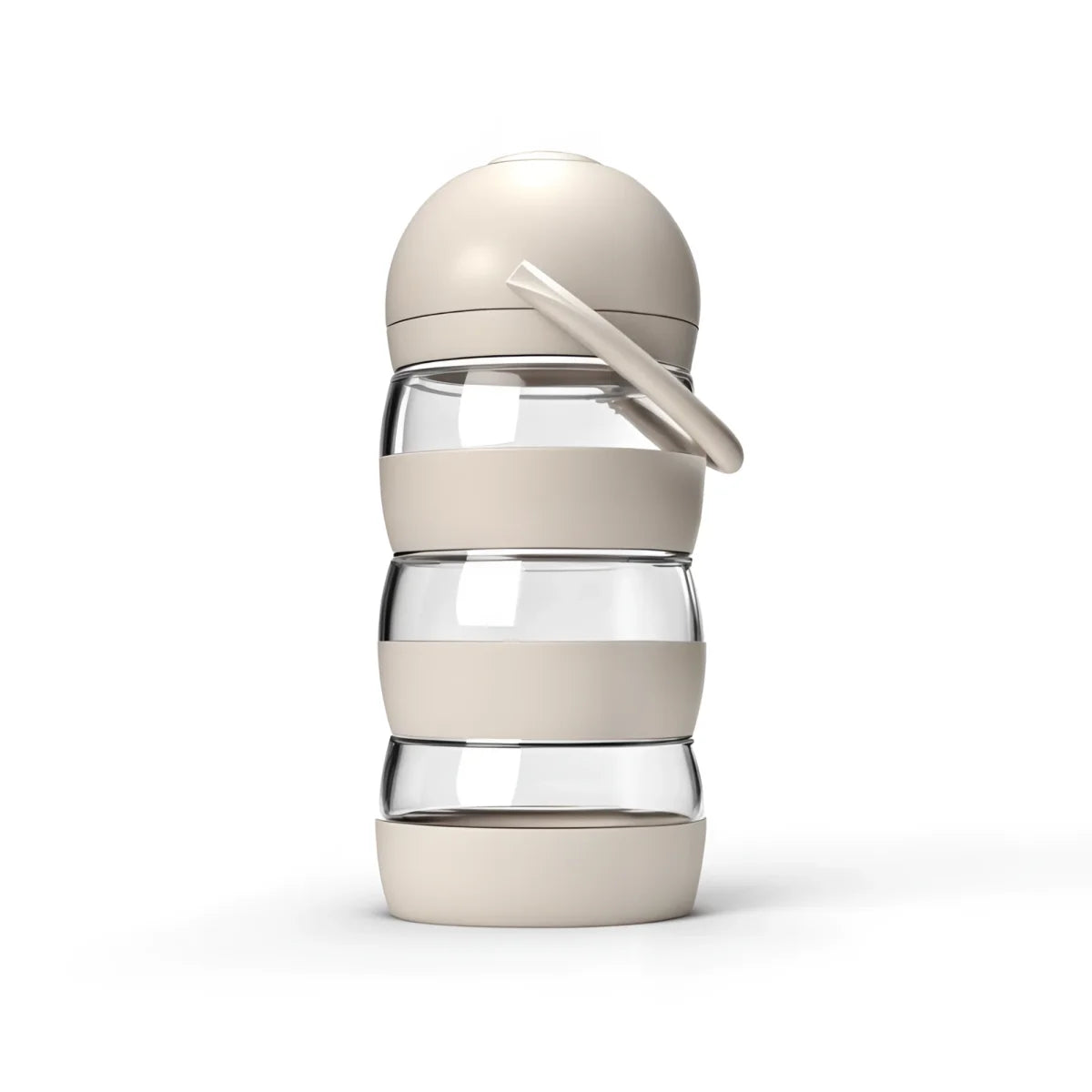 Milchpulverspender SoMiMi Sand: Beige Silikon-Glas Wasserflasche mit Griff