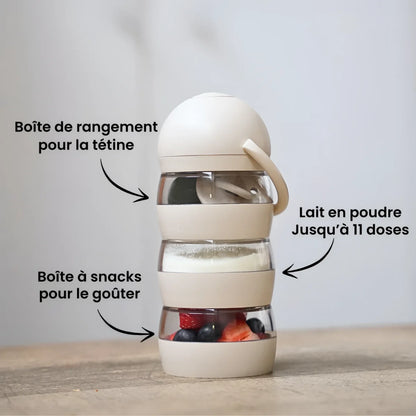 Milchpulverspender SoMiMi Sand: beige stapelbarer Turm mit Glasbehältern und Griff