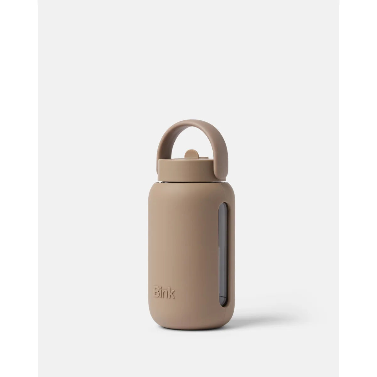 Bink Mini Bottle Flip Cap in Mocha (mokkabraun), Glas-Trinkflasche mit Flip-Verschluss – Ansicht 2