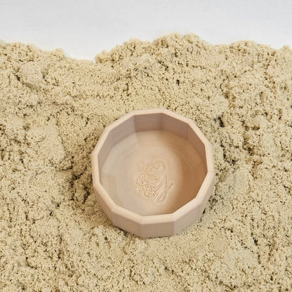 Oktogonale rosa Keramikschale mit Blumenmuster, ideal für magischen Sand und nachhaltige Kinderprodukte Schweiz