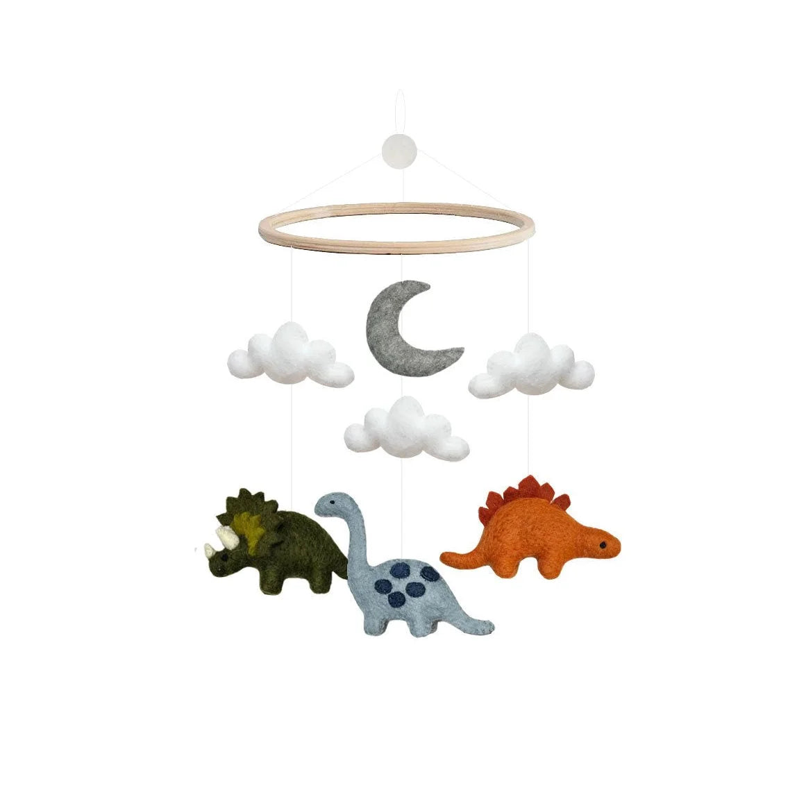 Holz-Reif-Mobile mit Filz-Dinos für Neugeborene, nachhaltig Schweiz