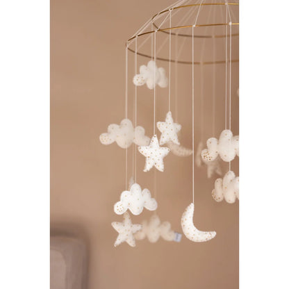 Weißes Filz-Wolken-Mobil Night Sky mit Glitzer, kleine Variationen