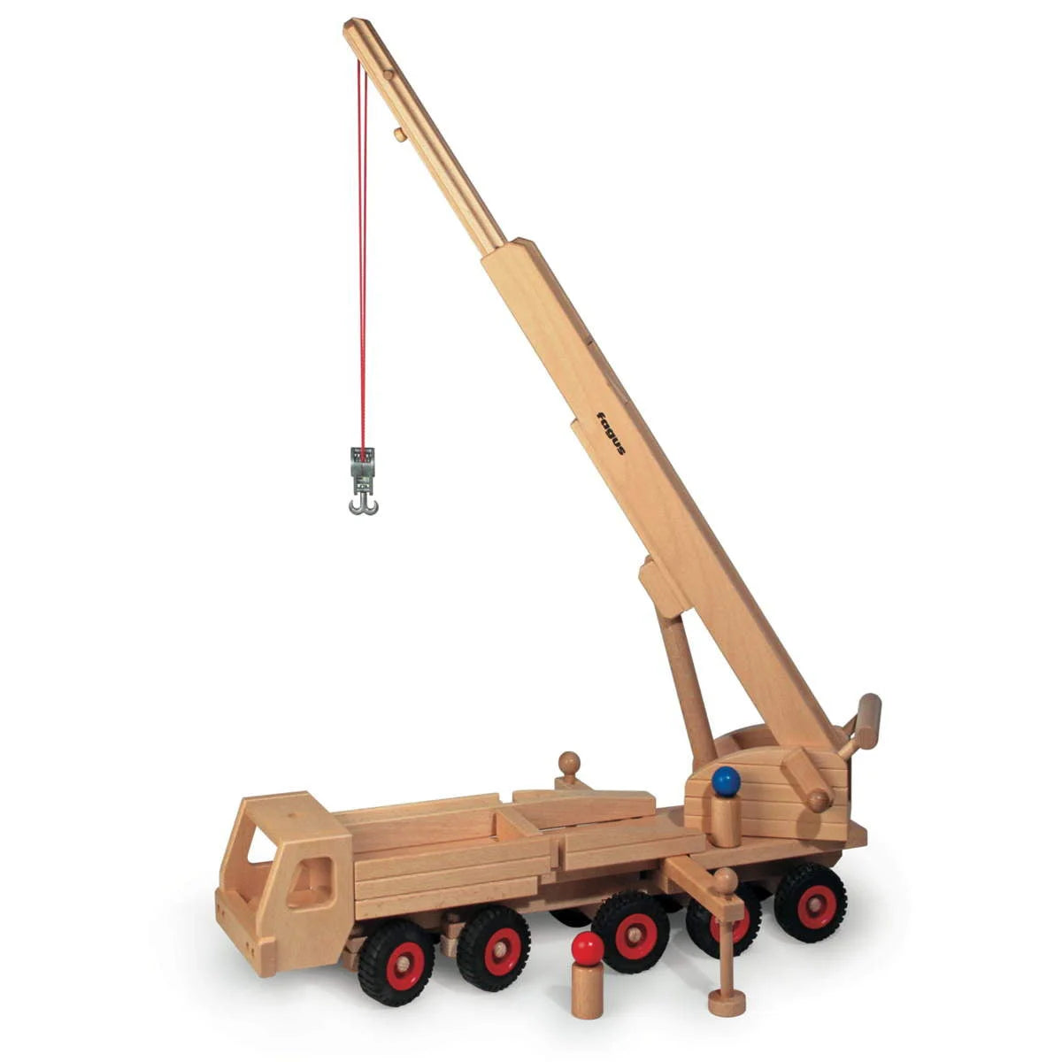fagus Mobilkran aus Buchenholz mit ausfahrbarem Kranarm