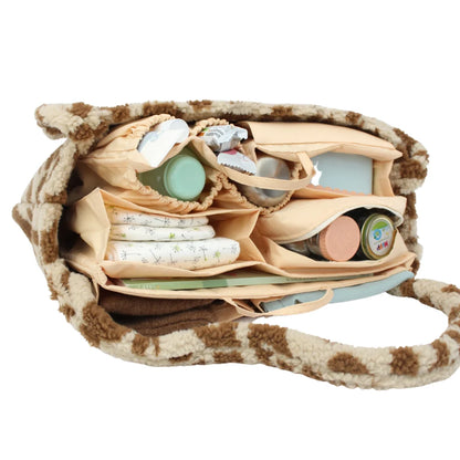 Hochwertige beige Mom Bag Organizer mit verschiedenen Fächern für Babyartikel