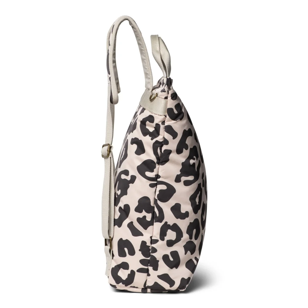 Leopard-print Handtasche mit einem Riemen und Reißverschluss von Mom Rucksack Puffy