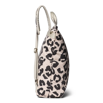 Leopard-print Handtasche mit einem Riemen und Reißverschluss von Mom Rucksack Puffy