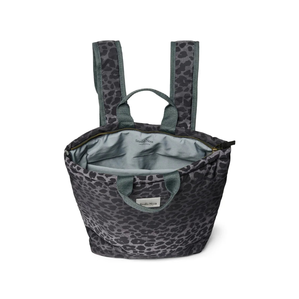 Offene Leoparden-Print Rucksack mit Puffy-Design für Damen