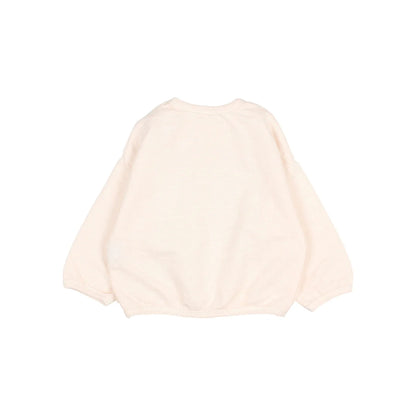 Mon Ami Sweatshirt Cream Pink: Creme weicher Langarm-Pulli entspannte Passform