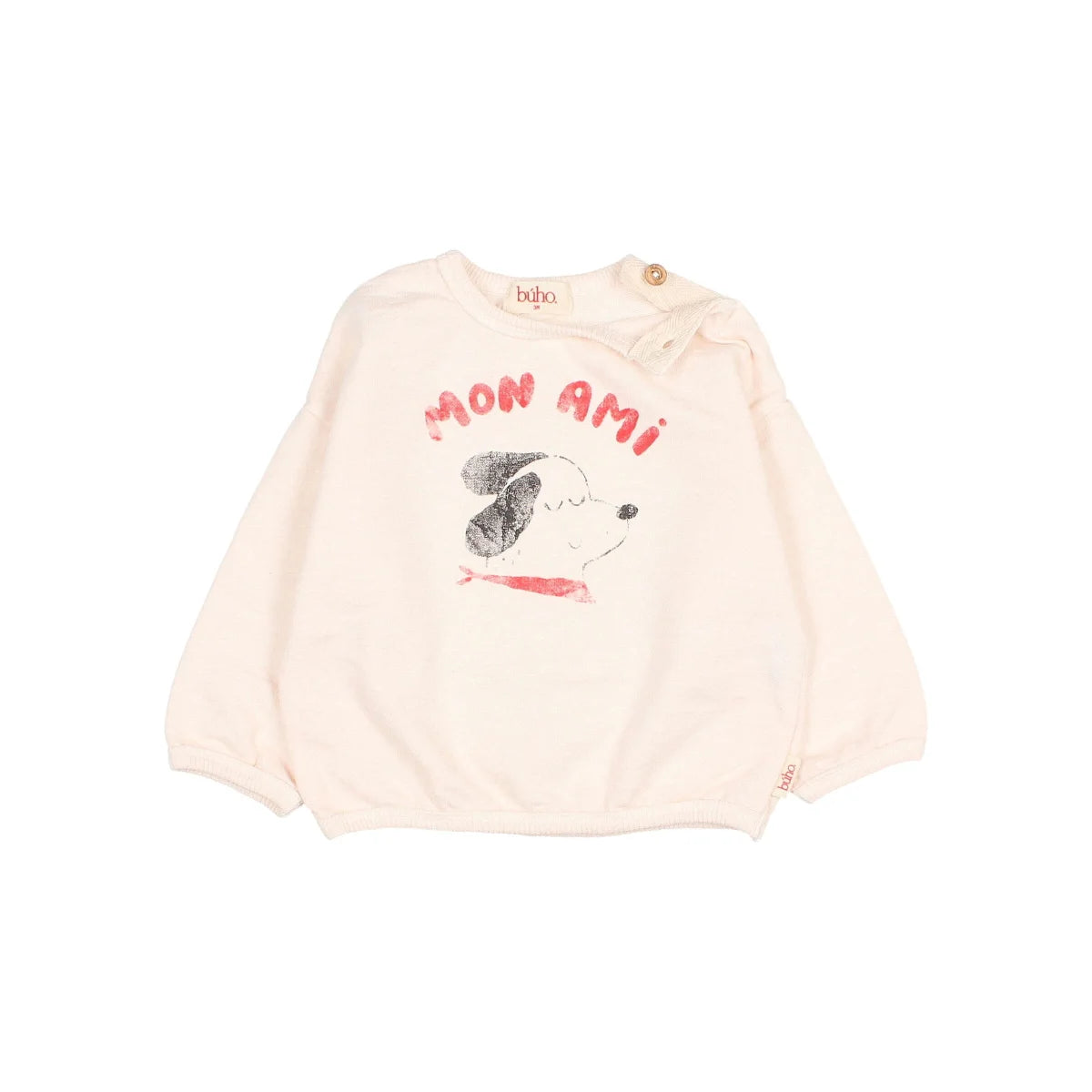 Cremefarbenes Mon Ami Sweatshirt mit Hundeprint und Mon Ami Schrift
