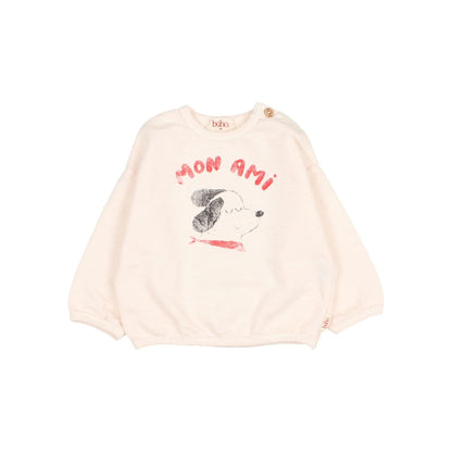 Mon Ami Sweatshirt Creme: Langarm-Pulli mit Mon Ami-Print