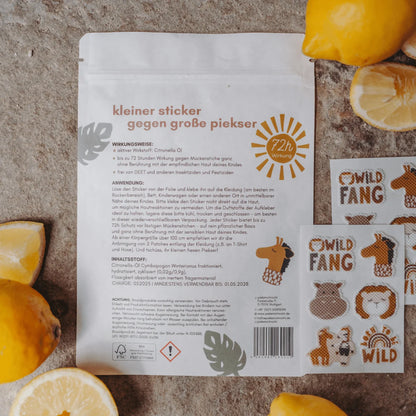 Kleiner Sticker gegen große Piekser Mückenschutz Kikadu Special Edition mit Cartoon-Tieren