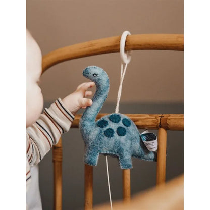 Langhals Dinosaurier Musikspieluhr mit blauen Filzflecken