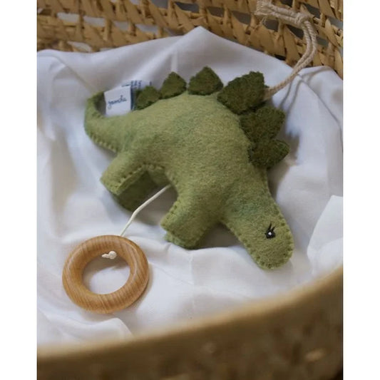 Weicher grüner Langhals Dinosaurier Musikspieluhr Stegosaurus aus Filz