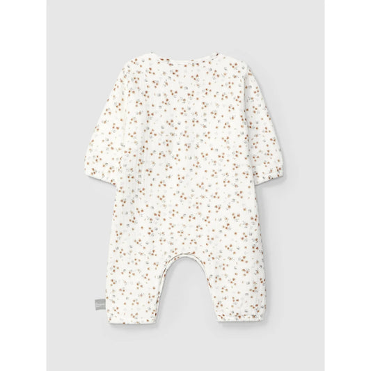 Weiße Blumendruck-Baby-Romper aus Musselin für Neugeborene