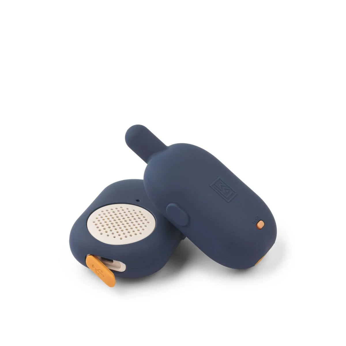Navy blue Nael Walkie Talkie mit orange Akzenten, kompakt