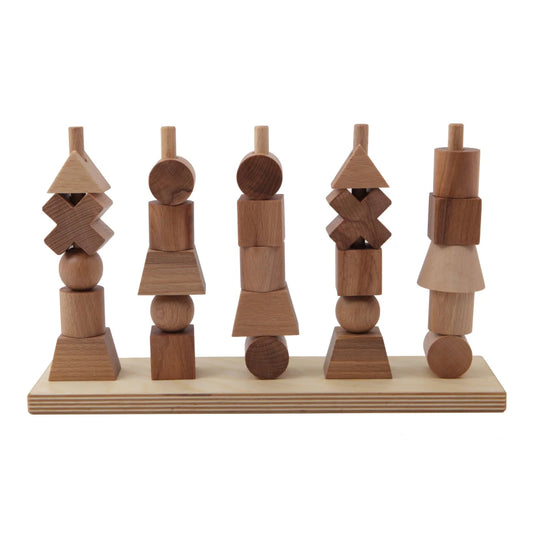 Natürlicher stapelspielzeug aus holz mit geometrischen formen ideal als geschenke für neugeborene und ökologische kinderprodukte